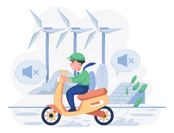 Homme faisant du vélo électronique  Illustration