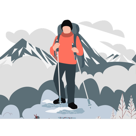 Homme escaladant des montagnes  Illustration