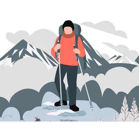 Homme escaladant des montagnes  Illustration