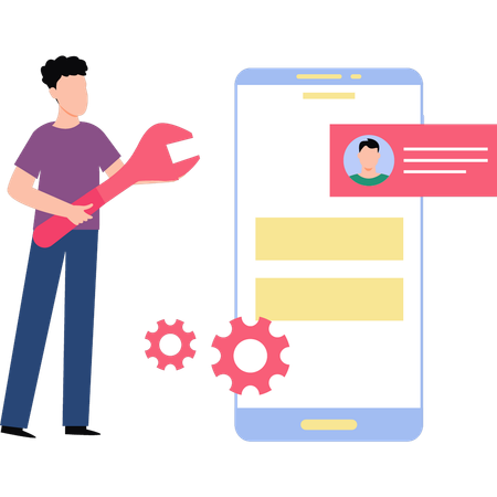 Homme essayant de réparer un compte en ligne  Illustration