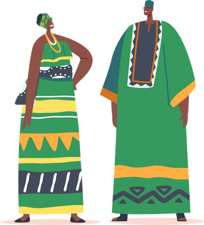 L'homme et la femme africains portent des vêtements tribaux  Illustration