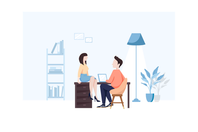 Homme et femme au bureau  Illustration