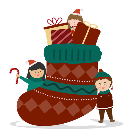 Homme et femme avec des chaussettes de Noël  Illustration