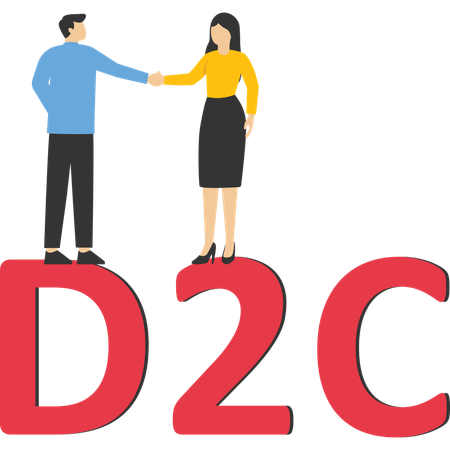 Homme et femme Buildup Startup D2C réussie  Illustration