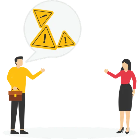 Homme d'affaires et femme avec point d'exclamation  Illustration