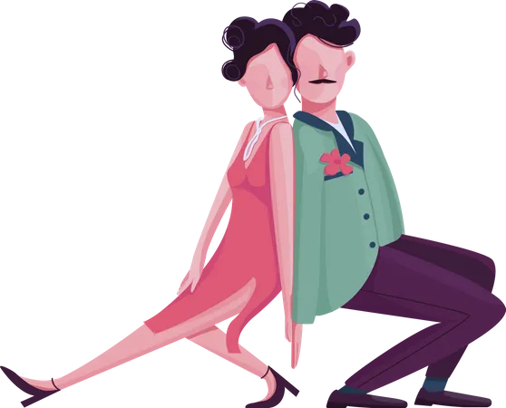 Homme et femme dansant le tango  Illustration