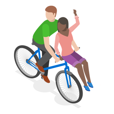 Un homme et une femme font une balade à vélo pendant les vacances d'été  Illustration