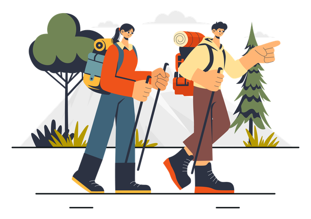 Homme et femme en camping  Illustration