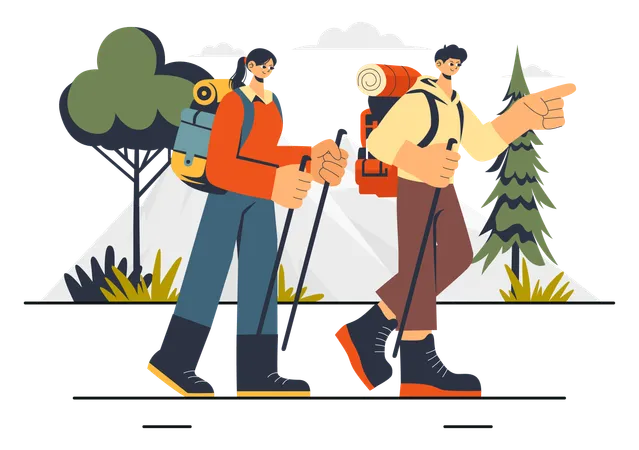 Homme et femme en camping  Illustration