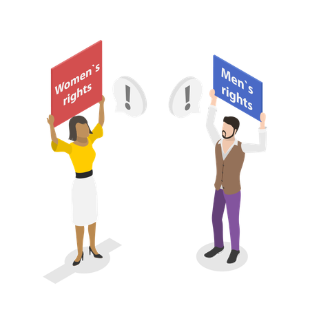 Homme et femme en conflit de genre  Illustration