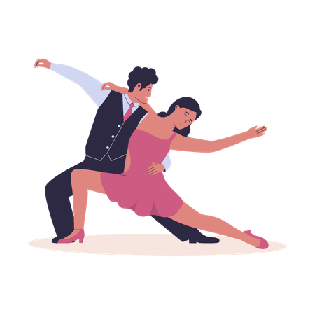 Homme et femme faisant de la danse salsa.  Illustration