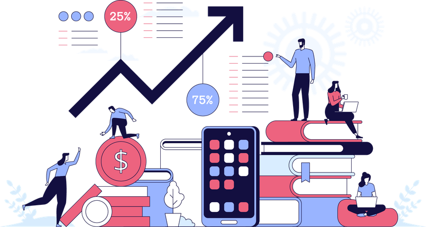 Un homme et une femme font du conseil financier  Illustration