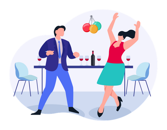 Homme et femme faisant une fête d'anniversaire  Illustration