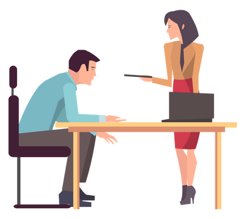 Homme et femme faisant une planification d'entreprise  Illustration