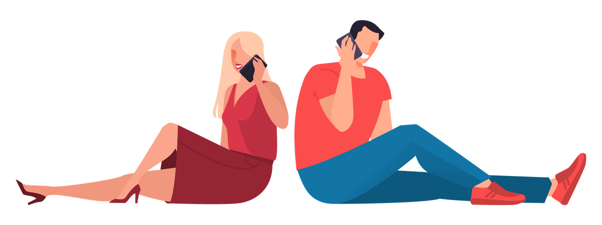 Homme et femme parlant sur smartphone  Illustration