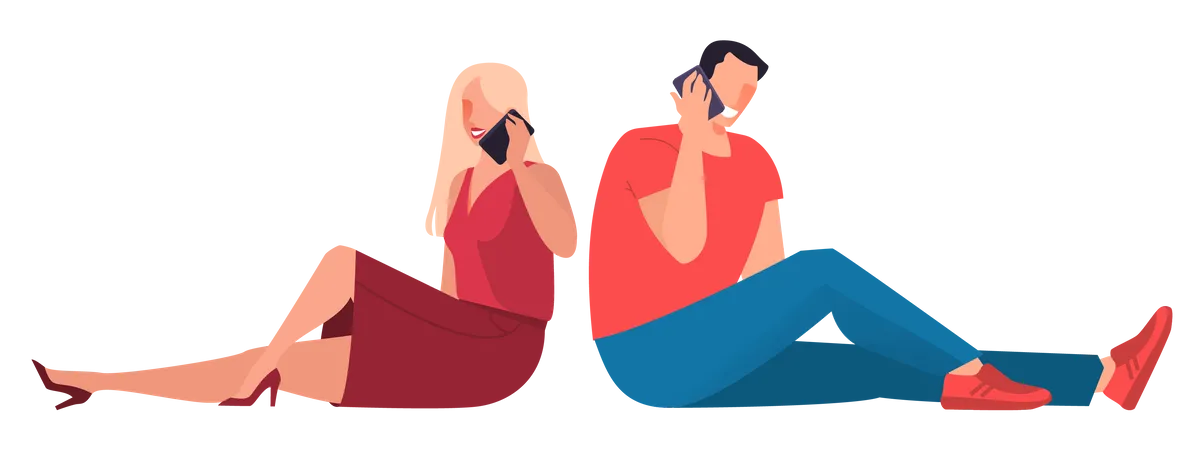 Homme et femme parlant sur smartphone  Illustration