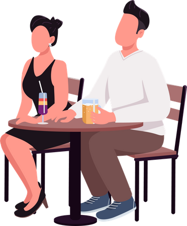 Homme et femme appréciant un verre lors du premier rendez-vous  Illustration