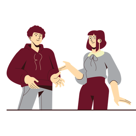 Homme et femme se parlant  Illustration