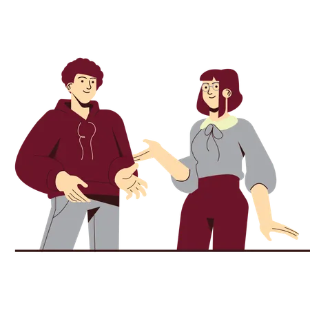 Homme et femme se parlant  Illustration