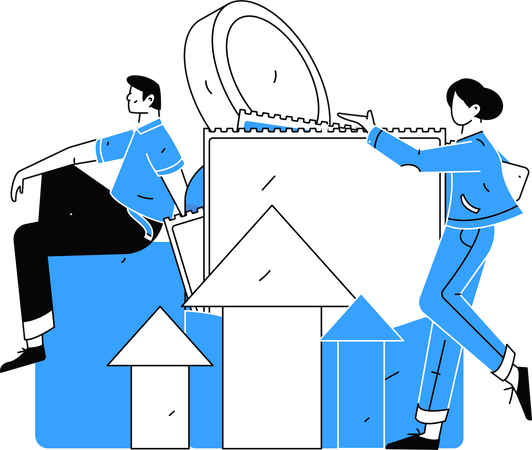 Homme et femme travaillant sur la croissance des investissements  Illustration