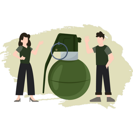 Homme et fille regardant Grenade  Illustration