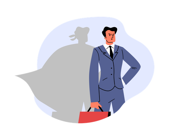 L'homme et l'ombre du super-héros  Illustration