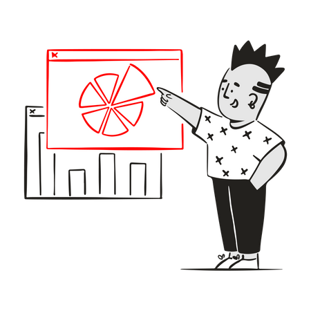 L'homme examine l'analyse des données  Illustration