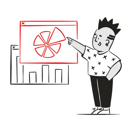 L'homme examine l'analyse des données  Illustration