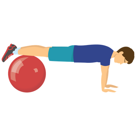 Homme exerçant avec un ballon de gym  Illustration