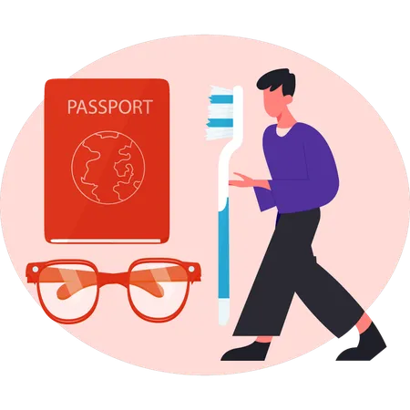 Un homme explique le passeport  Illustration