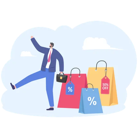 Homme faisant des achats en ligne  Illustration