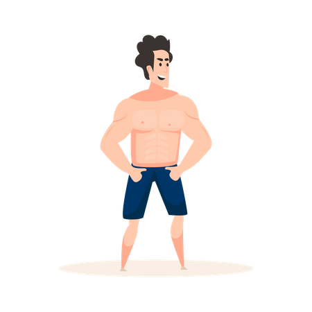 Homme faisant une activité sur la plage  Illustration