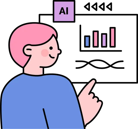 Homme faisant une analyse de l'IA  Illustration