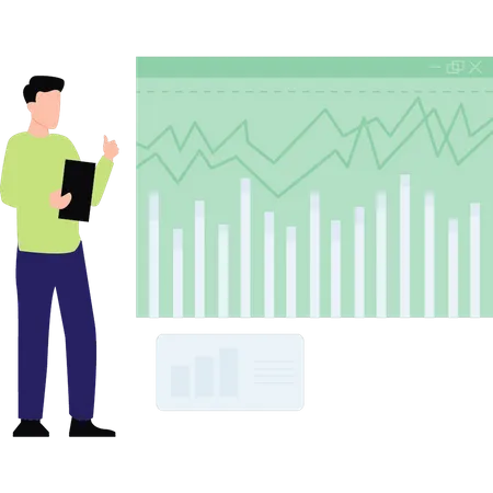 Homme faisant une analyse boursière  Illustration