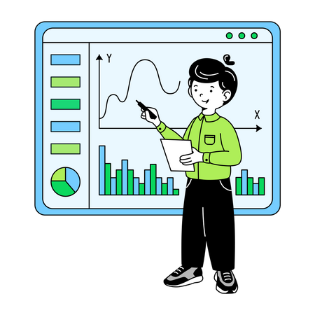 Homme faisant une analyse de données  Illustration