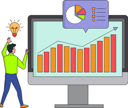 Homme faisant des analyses financières  Illustration