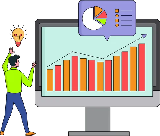 Homme faisant des analyses financières  Illustration