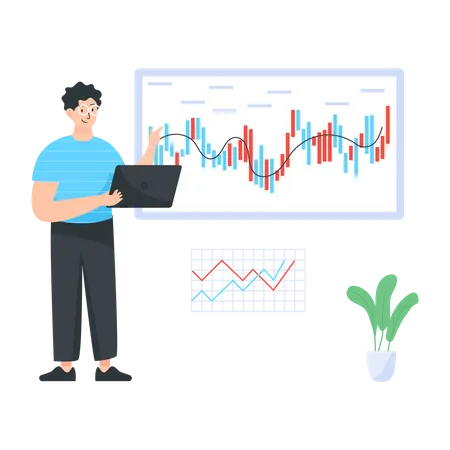 Homme faisant une analyse technique  Illustration