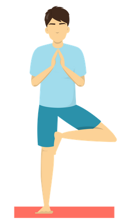 Homme faisant la pose de yoga d'arbre  Illustration