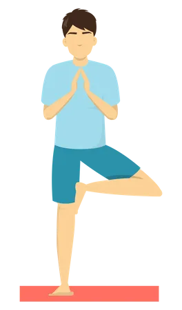 Homme faisant la pose de yoga d'arbre  Illustration