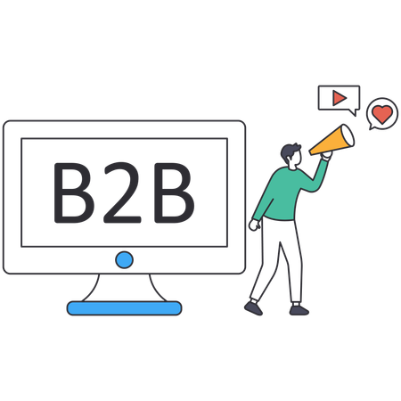 Homme faisant du marketing B2B  Illustration