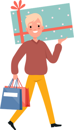 Homme faisant des achats de cadeaux  Illustration