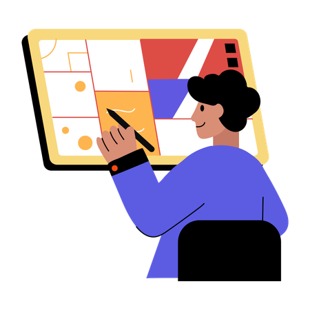 Homme faisant de la conception architecturale  Illustration