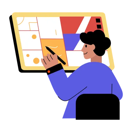 Homme faisant de la conception architecturale  Illustration