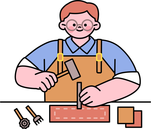 Homme faisant des travaux de construction  Illustration