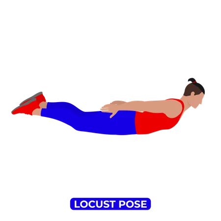 Homme faisant une pose de criquet.  Illustration