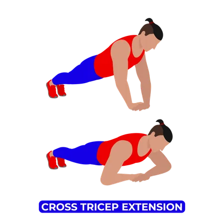 Homme faisant un exercice d'extension des triceps croisés  Illustration