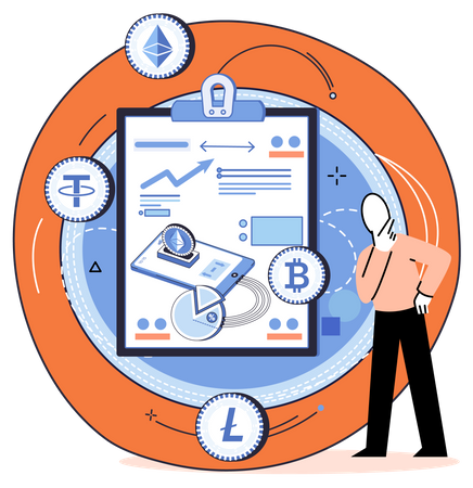 Homme effectuant une analyse cryptographique  Illustration