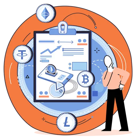 Homme effectuant une analyse cryptographique  Illustration