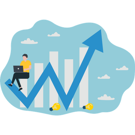 Homme faisant des analyses de données  Illustration